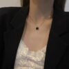 Stainless Steel Necklaces Black Exquisite Minimalist Square Pendant Choker Chains - Image 3